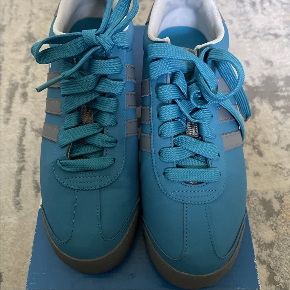 Size 8 Adidas Samoa Casual Tennis Shoes Men's Turquoise/White Q32544